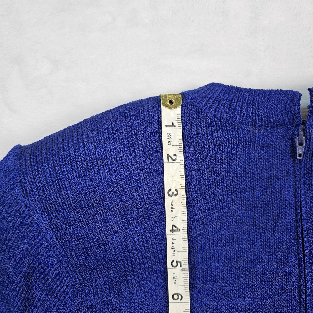 St. John Evening Sheath Dress Womens 8 Knit Mock Neck Sequin Long Sleeve USA - Picture 15 of 16